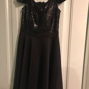 Black off the shoulder sequin dress